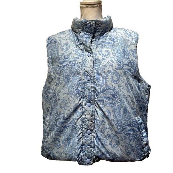 Lands End-soft blue reversible Puffer vest, sizeXL(18-20), gently used condition - Picture 2 of 6